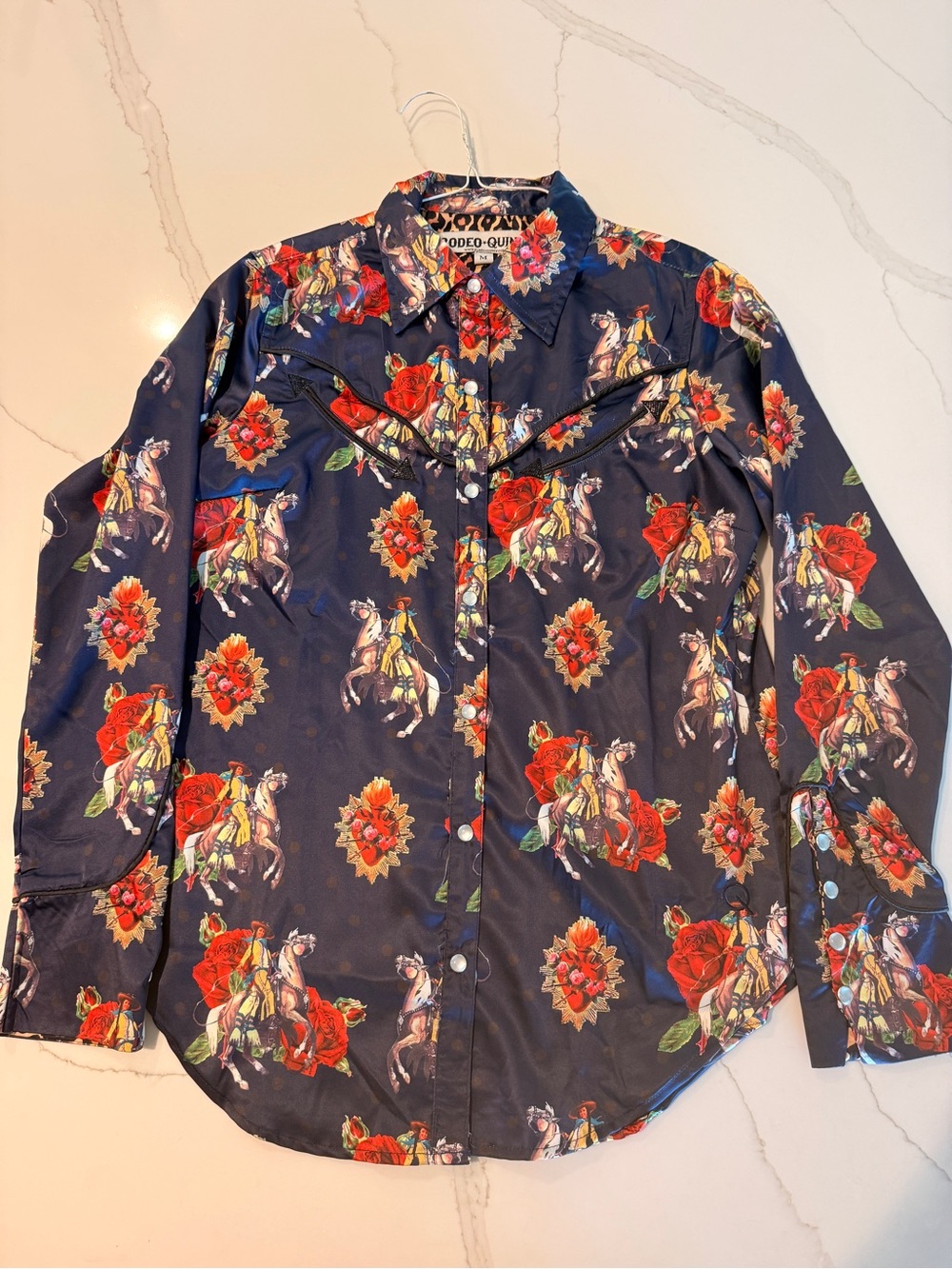 Codeque Navy Floral Western Button-Down Shirt